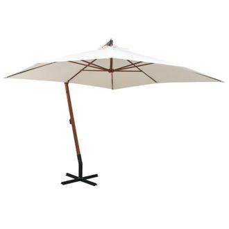 Berkfield Home Hanging Parasol 300x300 cm Wooden Pole White
