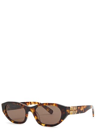 Miu Miu Narrow Cat-eye Sunglasses - Brown Havana - One Size