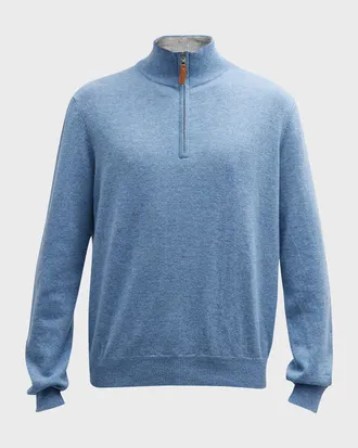 Neiman Marcus Men & apos;s Wool-Cashmere 1/4-Zip Sweater