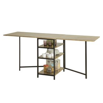SoBuy Mesa Plegable De Almacenaje Con 3 Estantes Para Comedor Sal&oacute;n Mesa Auxiliar Escritorio Madera Ahorra Espacio Fwt62-n Sobuy Es