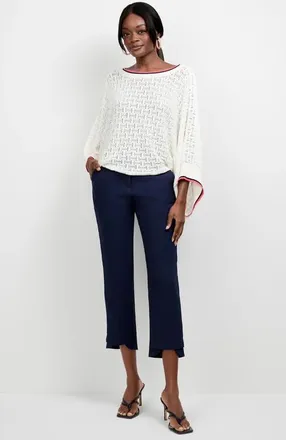 Trina Turk Ore Button-Hem Cropped Pant in Indigo at Nordstrom, Size 00