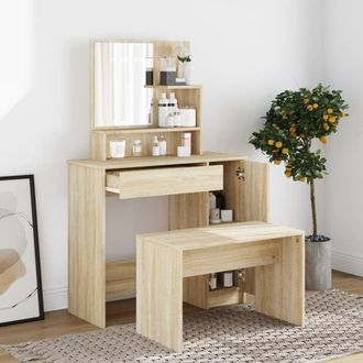 Berkfield Home Dressing Table Set Sonoma Oak 86.5x35x136 cm in Brown