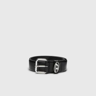 Diesel 3.9cm logo-plaque embellished leather belt - Belts - Unisex - Black