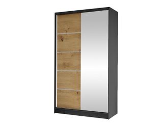Mirjan24 Armario Closico 166, Negro + Roble Artisan, 200x100x58cm, Puertas De Armario: Correderas, N&uacute;mero De Estantes: 4