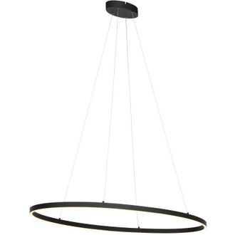 QAZQA Dise&ntilde;o L&aacute;mpara Colgante De Dise&ntilde;o Negra Ovalada Con Led Regulable En 3 Pasos - Ovallo Acero /pl&aacute;stico Ovalada Incluye Led Max. 1 X 30 Watt - Qazqa