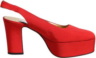 Dolce & Gabbana Red Platform Slingback Heels Sandals Womens Shoes (Pre-Owned)