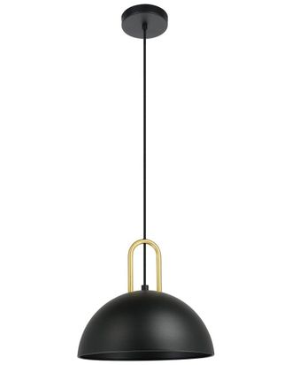 Eglo Eglo Calmanera 1 Light Pendant With Structured Black Finish & Brushed Brass Accents