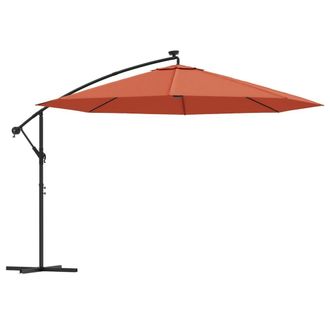vidaXL Sombrilla De Jard&iacute;n Voladiza Con Luces Led Terracota 350 Cm Vidaxl