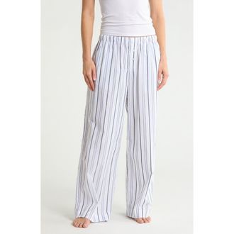 Nordstrom Rack Cotton Poplin Pants in White- Blue I Lilly Stripe at Nordstrom Rack, Size X-Small