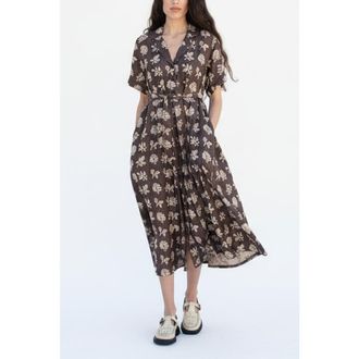 Ace & Jig Sabine Button Front Collared Midi Dress in Botanical at Nordstrom, Size 3X-Large