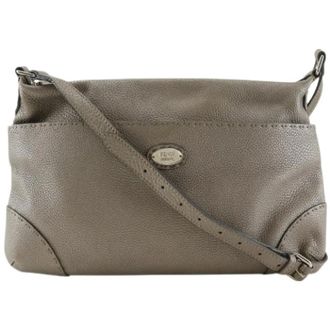 Fendi Pre-owned Selleria Leren Schoudertas - Dames - Pre-owned - Grijs - Maat: ONE Size Leer