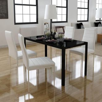 vidaXL Conjunto De Mesa De Comedor 5 Piezas Blanco Y Negro Vidaxl