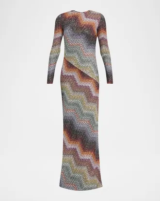 Missoni Sequin Wefted Loom Knit Long-Sleeve Gown