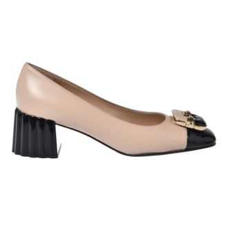 Baldinini Pumps, female, Beige, 4 UK, Black patent leather and nude leather court shoes