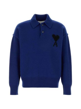 Ami Polo Sweater With Contrasted Ami de Coeur