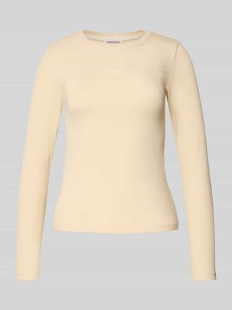 Guess Longsleeve mit Label-Stitching in Ecru, Gr&ouml;&szlig;e XS