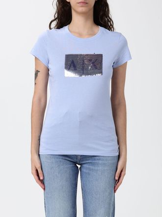 A|X Armani Exchange T-shirt in cotone con logo di paillettes