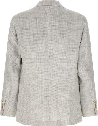 Brunello Cucinelli Linen Pied de Poule Blazer - Cream