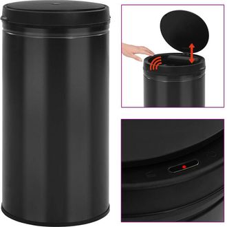 vidaXL Vidaxl - Cubo De Basura Con Sensor Autom&aacute;tico 60l Acero Al Carbono Negro