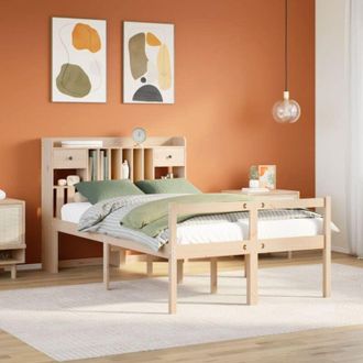 vidaXL Bookcase Bed without Mattress 135x190 cm Doouble Solid Wood Pine vidaXL