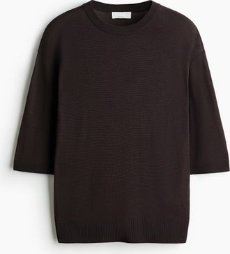 H&M T-Shirt aus Merinowolle - Dunkelbraun
