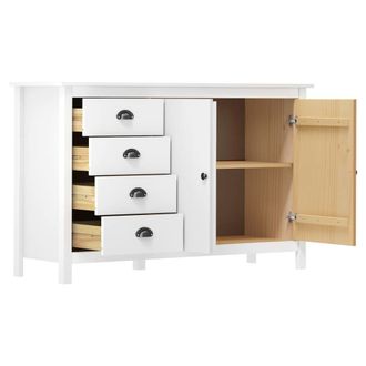 Berkfield Home Sideboard Hill White 130x40x80 cm Solid Pine Wood | Size: 130 x 40 x 80 cm