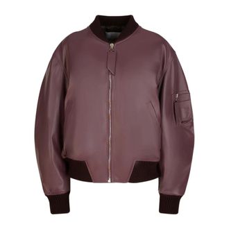 The Attico Mauve Leather Bomber Jacket - female - The Attico - Leather Jackets - Purple - S - Jackets