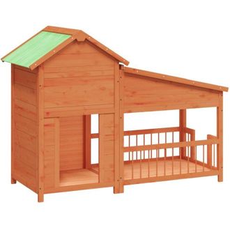 vidaXL Caseta Para Perros Madera Maciza De Pino Marr&oacute;n 143x60,5x109 Cm Vidaxl