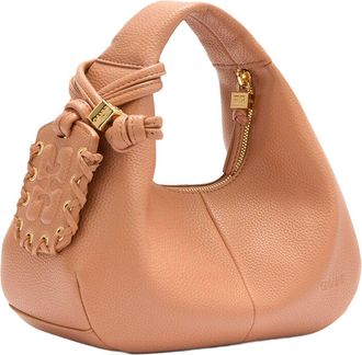 Ganni Womens Mini Hobo Handbag Tawny Birch Polyurethane Handbags Hand Bags