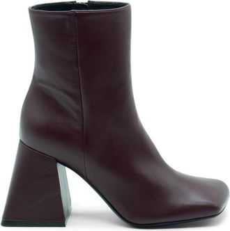 Vic Mati&eacute; Minimalistische enkellaars Ming in Bordeaux - Dames - Laarzen met Hak - Bruin - 39 EU - Leer - Schoenen