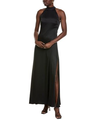 Toccin Jocelyn Tie-Front Satin Maxi Dress