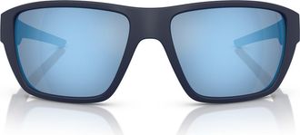 Ferrari 61mm Polarized Rectangular Sunglasses in Matte Blue at Nordstrom