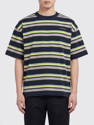 Marni Relaxed Fit Striped Cotton T-shirt with Contrast Logo