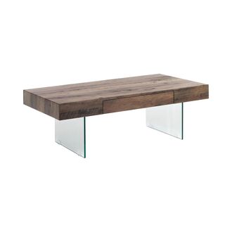 Oresteluchetta Mesa De Centro Moderna De Madera Con Patas De Vidrio 110x60cm Manhattan