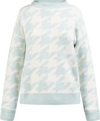 Mymo Gebreide trui Blonda Dames lichtblauw wolwit