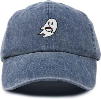 Dalix Coffee Ghost Embroidered Hat in Washed Navy Blue at Nordstrom