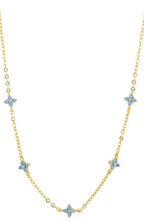 Savvy Cie Jewels 18K GOLD PLATED FLOWER STATION NECKLACE