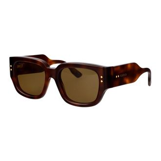 Gucci Stijlvolle zonnebril - Heren - Zonnebrillen - Bruin - 54 MM - Nylon - Accessoires