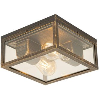 QAZQA Lampada da soffitto charlois - Industriale - Alluminio,Vetro - Oro/Ottone - Quadrato Max. 2 x Watt