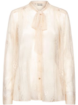 Forte_Forte Chantilly Lace Bow Tie Floral Shirt