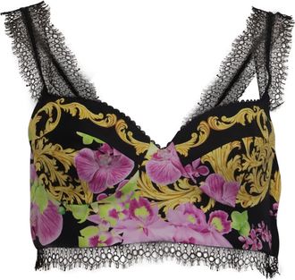 Versace Orchid Foulard Cropped Top in Multicolor Silk