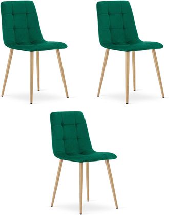 OEM Silla Kara - Terciopelo Verde Oscuro / Patas Color Madera X 3