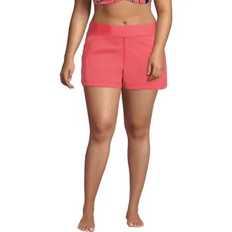 Lands End 3 Quick Dry Elastic Waist Board Shorts Swim Cover-up Shorts with Panty in Wood Lily at Nordstrom, Size 22W