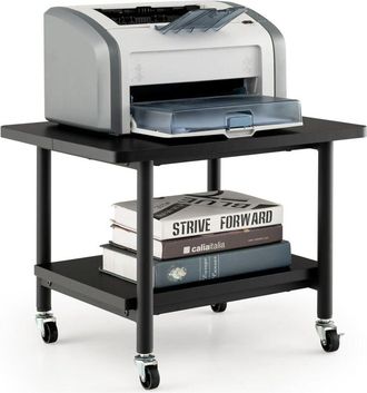 Costway Costway - Soporte Para Impresora Con Ruedas, 2 Nivles, Mueble Impresora De Metal Con Almacenamiento, Carrito De Almacenamiento Cocina Oficina, 49 X 40