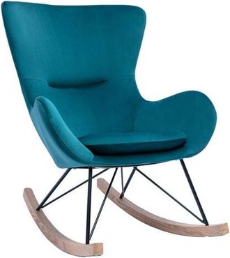 Miliboo Miliboo - Mecedora Terciopelo Azul Petr&oacute;leo Eskua