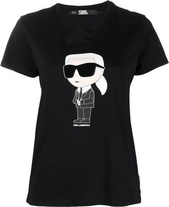 Karl Lagerfeld Ikonik Karl T-shirt - Dames - T-shirts - Zwart - XS - Katoen - Tops