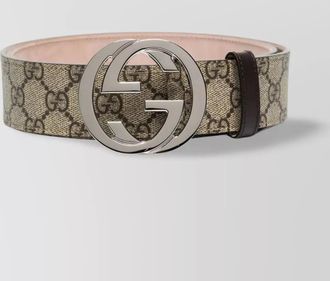 Gucci adjustable monogram pattern belt with palladium hardware