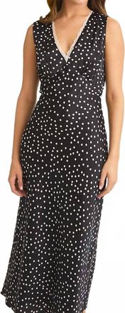 Gilli V-Neck Sleeveless Polka Dot Maxi Dress In Black/white