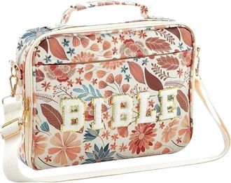 Generic Pretty Bible Bag, with Shoulder Strap, 31.5x23.8x5.8cm, Chenille Letter Bible Cover, Study Bibles Tote Bag, Protective Materials, for Daily Study and 