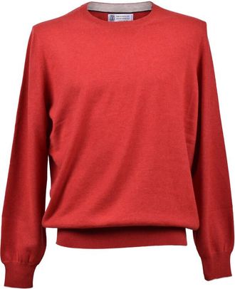 Brunello Cucinelli Red Cashmere Crewneck Sweater, Brand Size 60 (US Size 50)